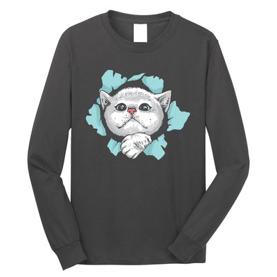 Cute Cat Through Hole Long Sleeve Shirt