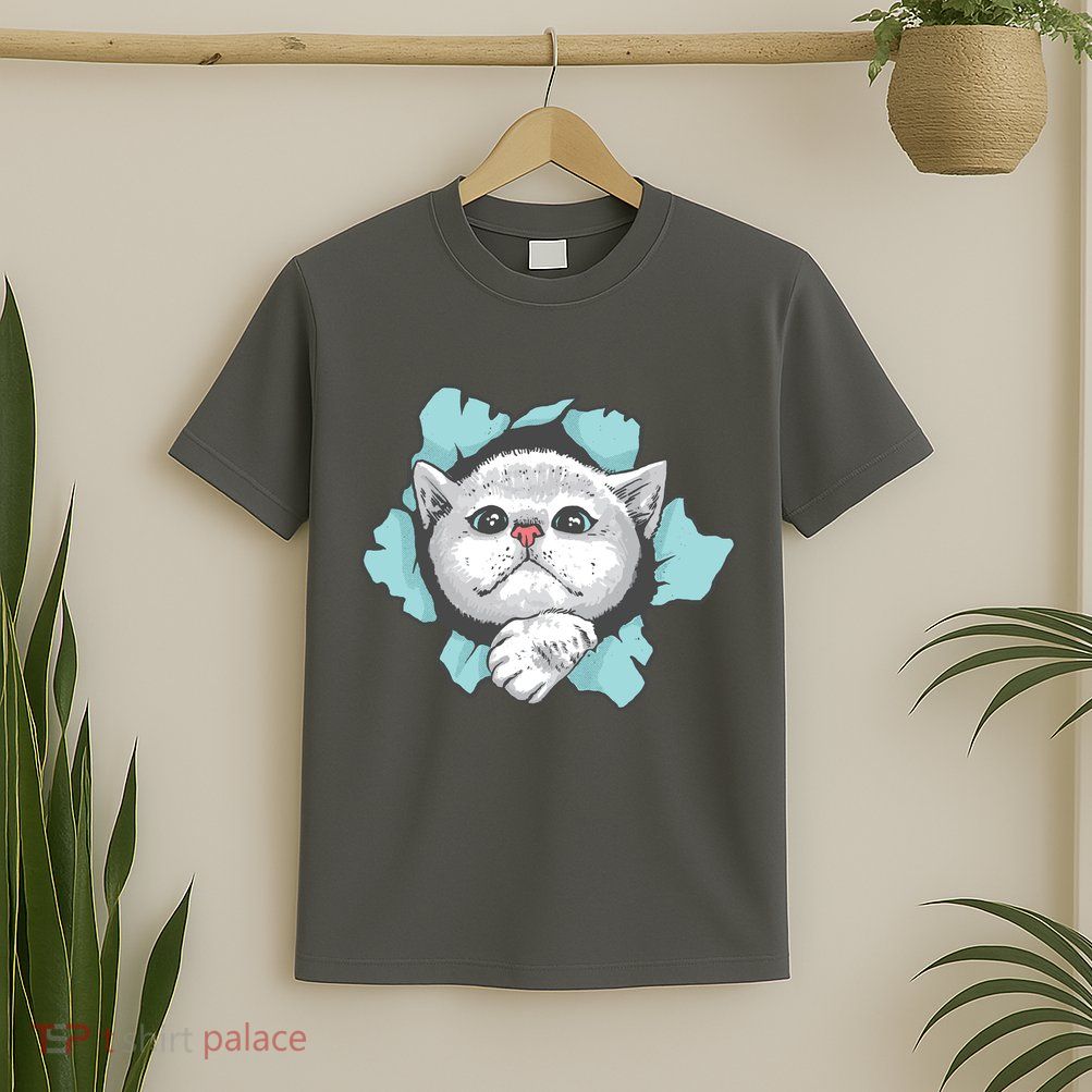 Cute Cat Through Hole T-Shirt