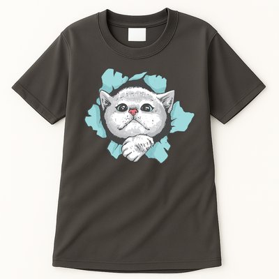 Cute Cat Through Hole Tall T-Shirt
