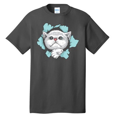 Cute Cat Through Hole Tall T-Shirt