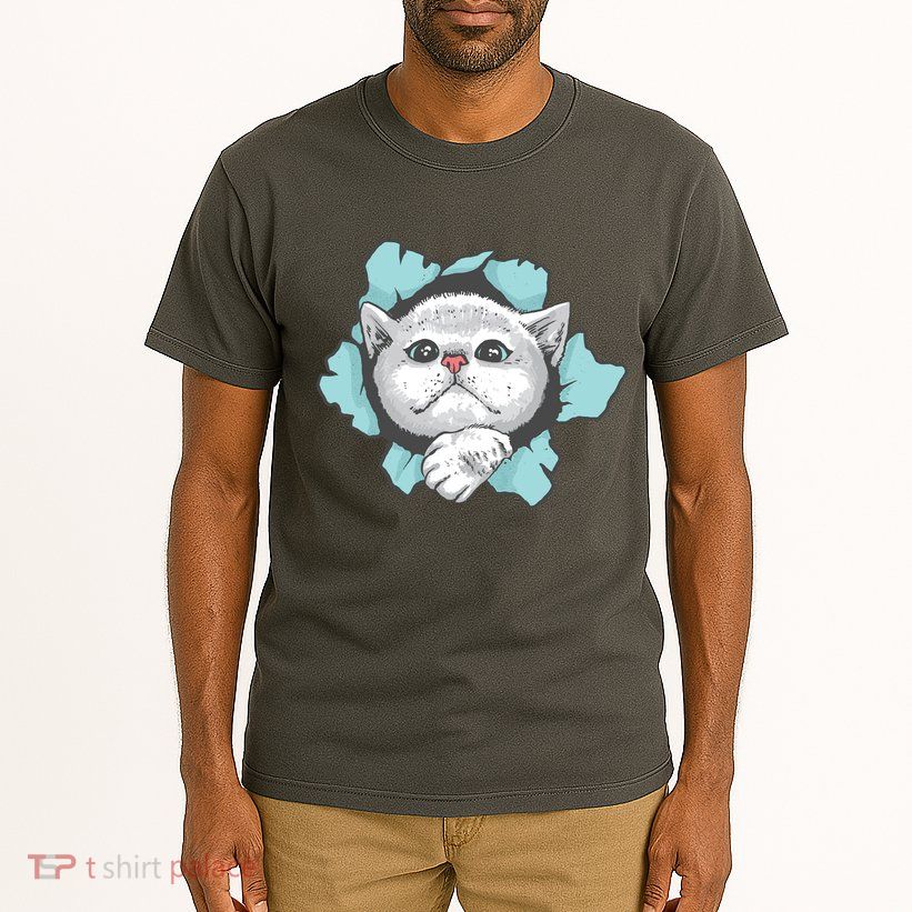 Cute Cat Through Hole Tall T-Shirt