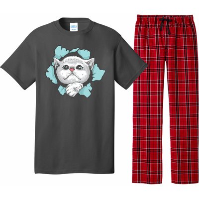 Cute Cat Through Hole Pajama Set