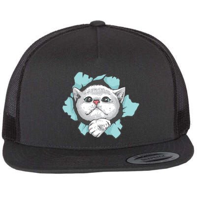 Cute Cat Through Hole Flatbill Hat