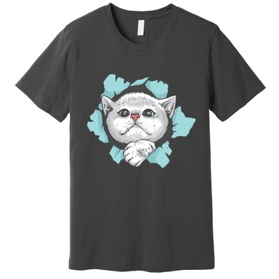 Cute Cat Through Hole Premium T-Shirt