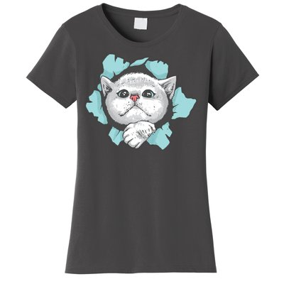 Cute Cat Through Hole Women's T-Shirt