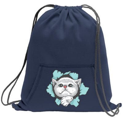 Cute Cat Through Hole Sweatshirt Cinch Pack Bag