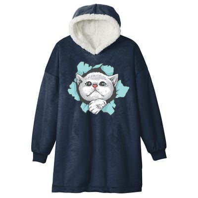 Cute Cat Through Hole Hooded Wearable Blanket