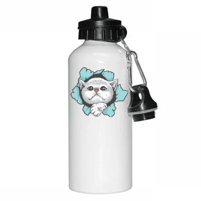 Cute Cat Through Hole Aluminum Water Bottle