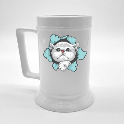 Cute Cat Through Hole Beer Stein