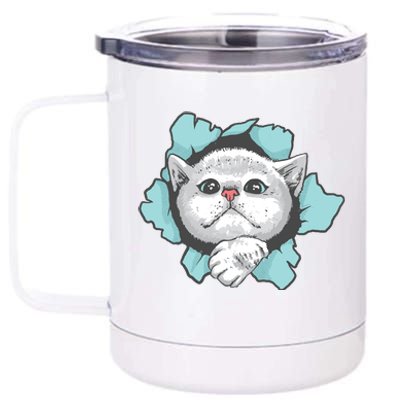 Cute Cat Through Hole 12 oz Stainless Steel Tumbler Cup