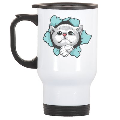 Cute Cat Through Hole Stainless Steel Travel Mug