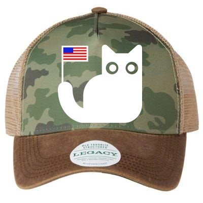 Cute Cat USA Tail Flag Legacy Tie Dye Trucker Hat