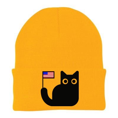 Cute Cat USA Tail Flag Knit Cap Winter Beanie