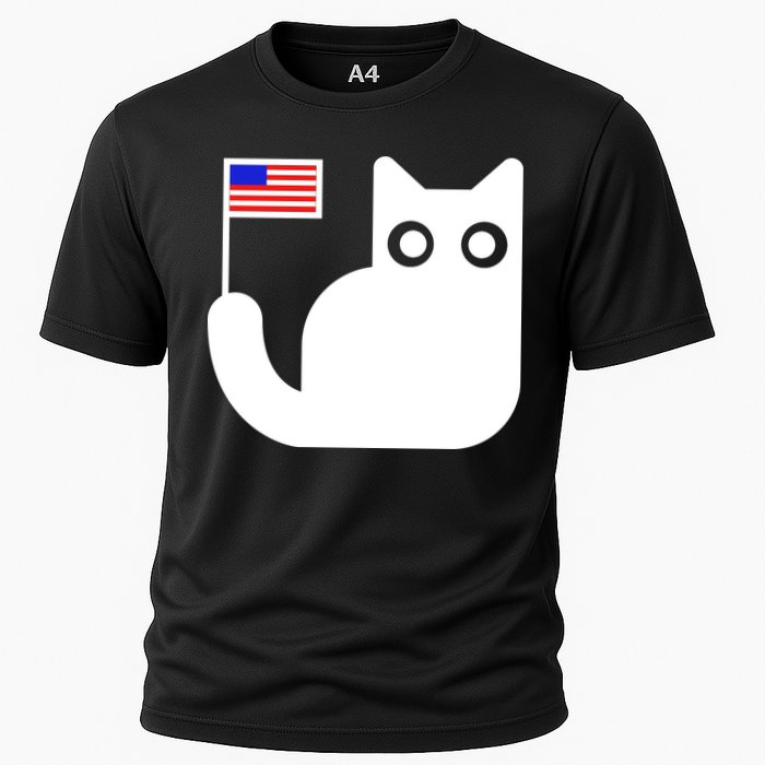 Cute Cat USA Tail Flag Cooling Performance Crew T-Shirt