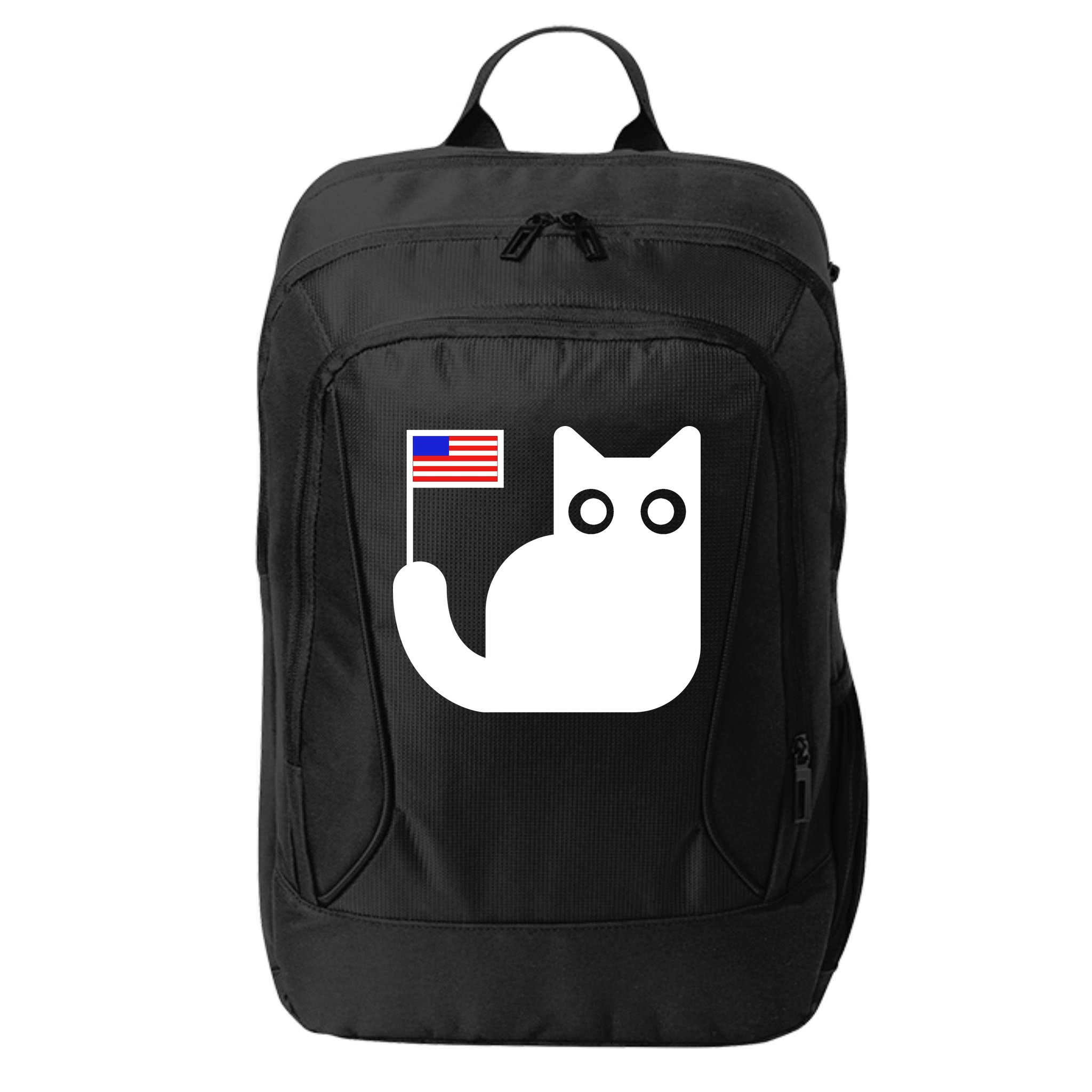 Cute Cat USA Tail Flag City Backpack
