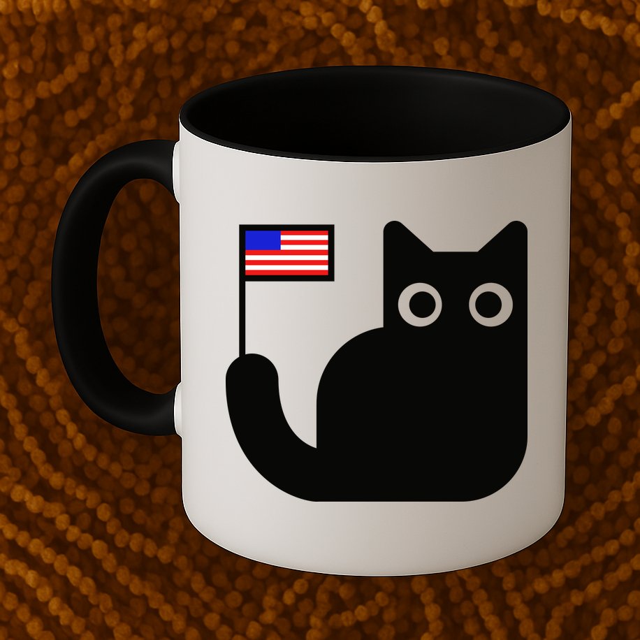 Cute Cat USA Tail Flag Mug