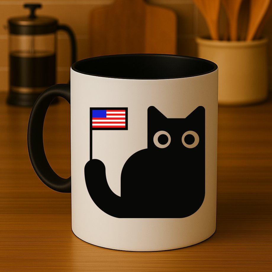Cute Cat USA Tail Flag Mug