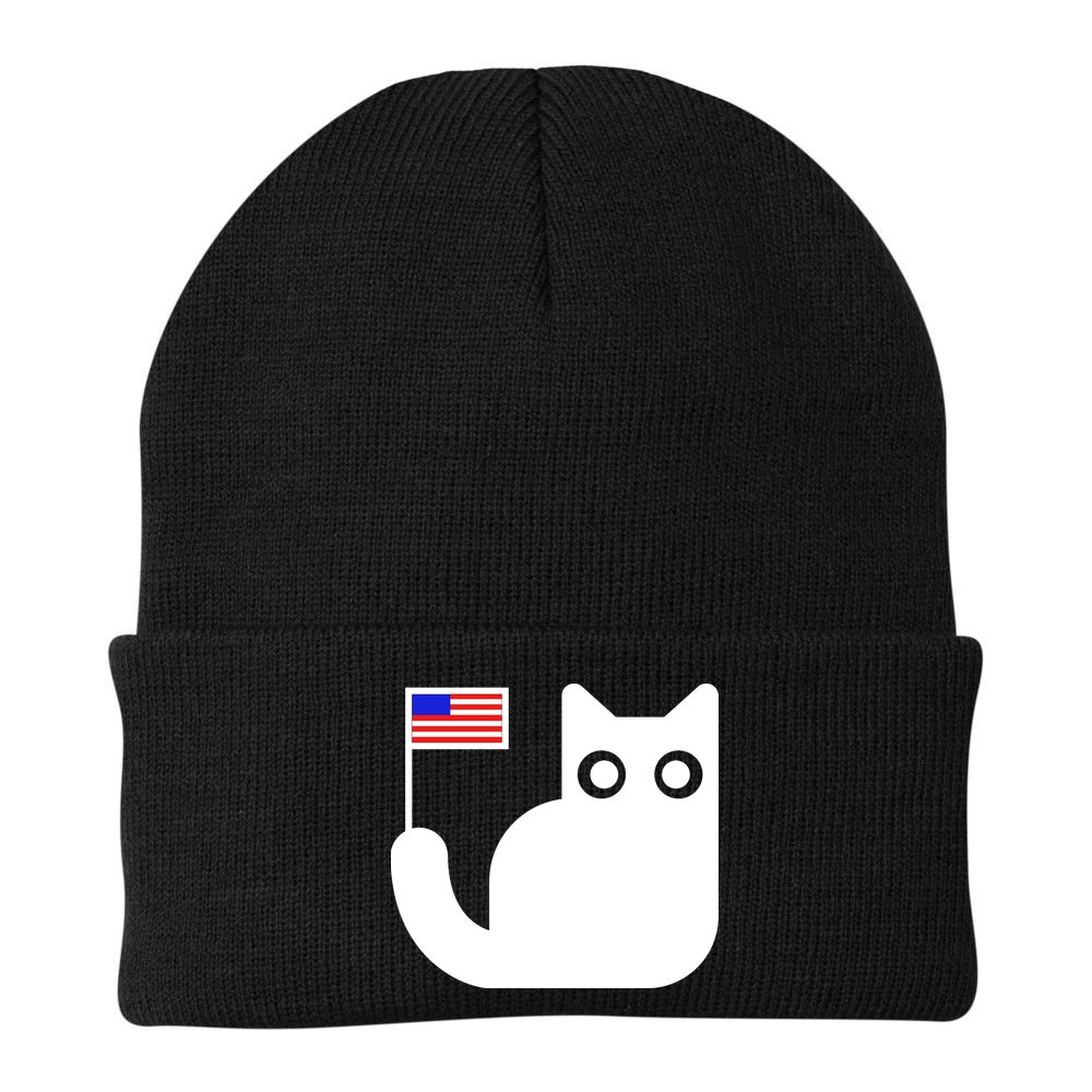 Cute Cat USA Tail Flag Beanie