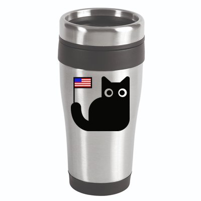 Cute Cat USA Tail Flag 16oz Travel Tumbler