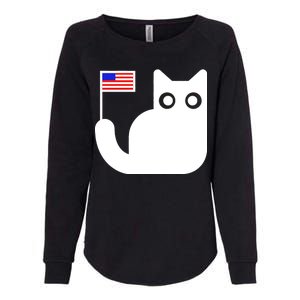 Cute Cat USA Tail Flag Womens California Wash Sweatshirt