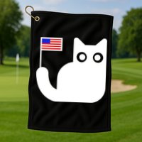 Cute Cat USA Tail Flag Golf Towel