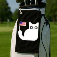 Cute Cat USA Tail Flag Golf Towel