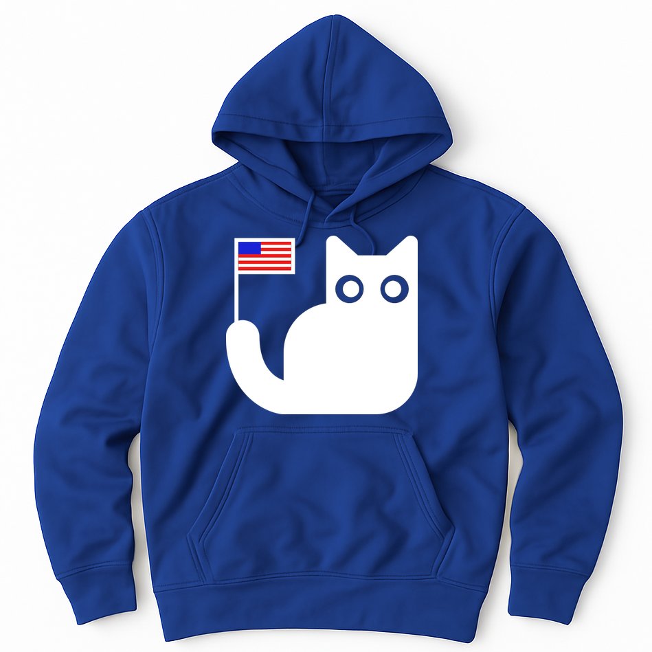 Cute Cat USA Tail Flag Hoodie