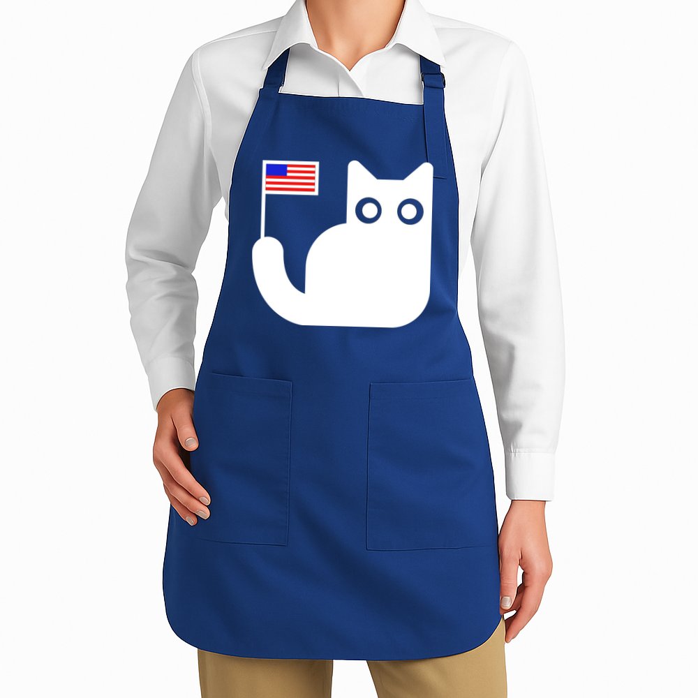 Cute Cat USA Tail Flag Apron
