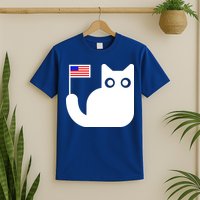 Cute Cat USA Tail Flag T-Shirt