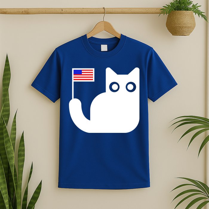 Cute Cat USA Tail Flag T-Shirt