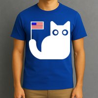 Cute Cat USA Tail Flag T-Shirt