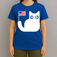 Cute Cat USA Tail Flag T-Shirt