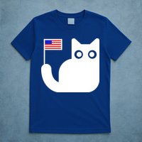 Cute Cat USA Tail Flag T-Shirt