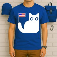 Cute Cat USA Tail Flag T-Shirt