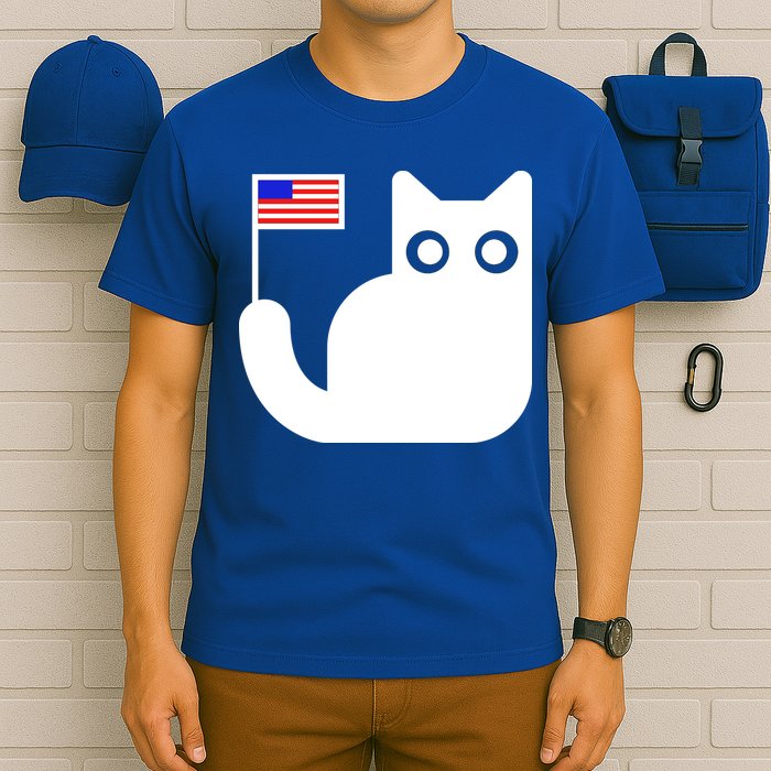 Cute Cat USA Tail Flag T-Shirt