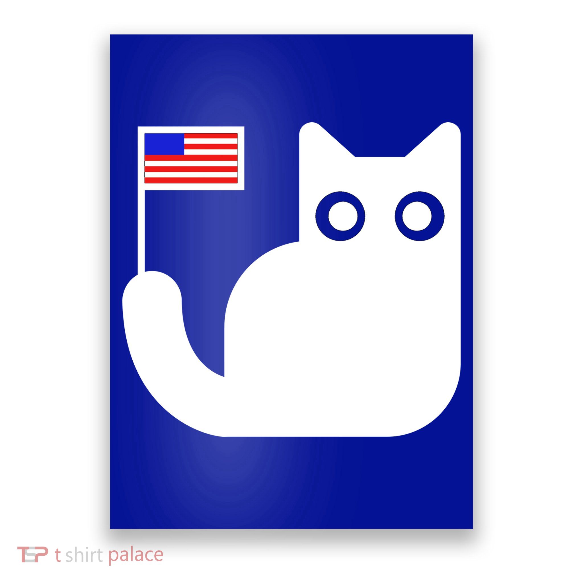 Cute Cat USA Tail Flag Poster