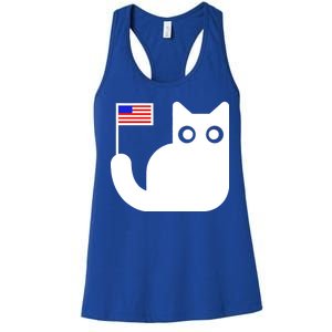 Cute Cat USA Tail Flag Women's Racerback Tank