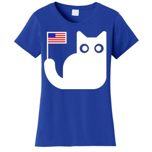 Cute Cat USA Tail Flag Women's T-Shirt