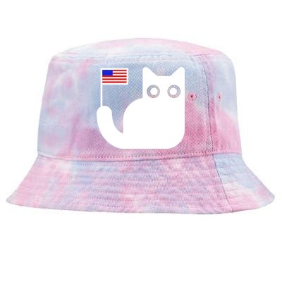 Cute Cat USA Tail Flag Tie-Dyed Bucket Hat