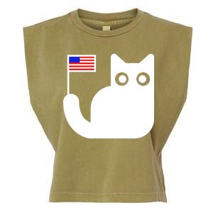 Cute Cat USA Tail Flag Garment-Dyed Women's Muscle Tee