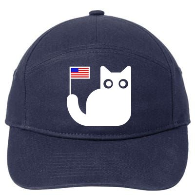 Cute Cat USA Tail Flag 7-Panel Snapback Hat