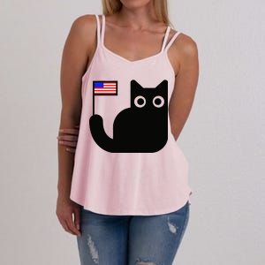 Cute Cat USA Tail Flag Women's Strappy Tank