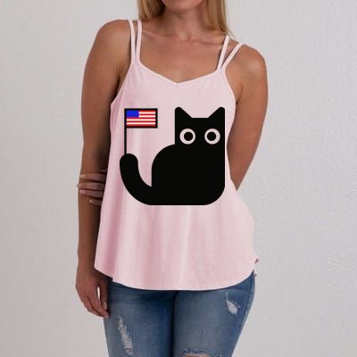 Cute Cat USA Tail Flag Women's Strappy Tank