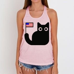 Cute Cat USA Tail Flag Women's Knotted Racerback Tank