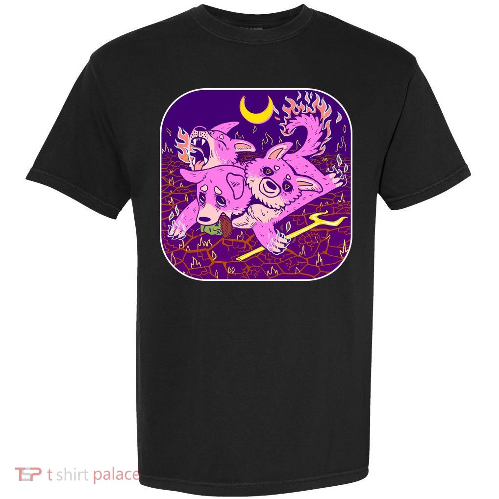 Cute Cerberus 3 Headed Puppy Dog of Hell Garment-Dyed Heavyweight T-Shirt