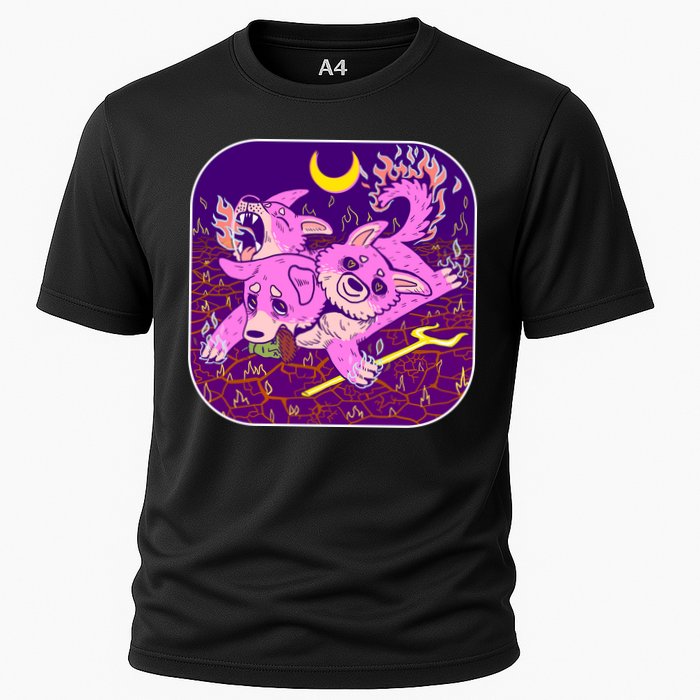 Cute Cerberus 3 Headed Puppy Dog of Hell Cooling Performance Crew T-Shirt