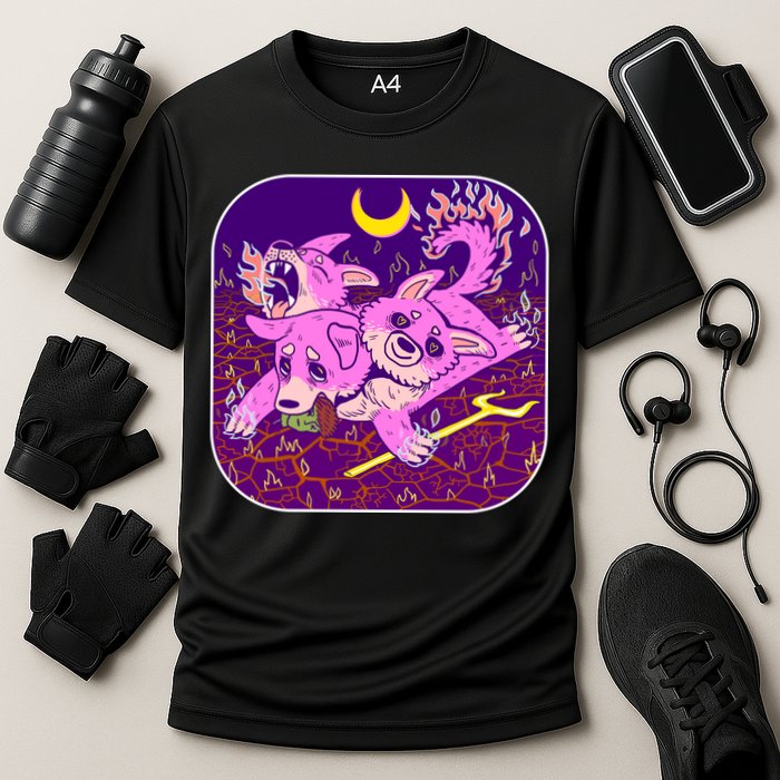 Cute Cerberus 3 Headed Puppy Dog of Hell Cooling Performance Crew T-Shirt