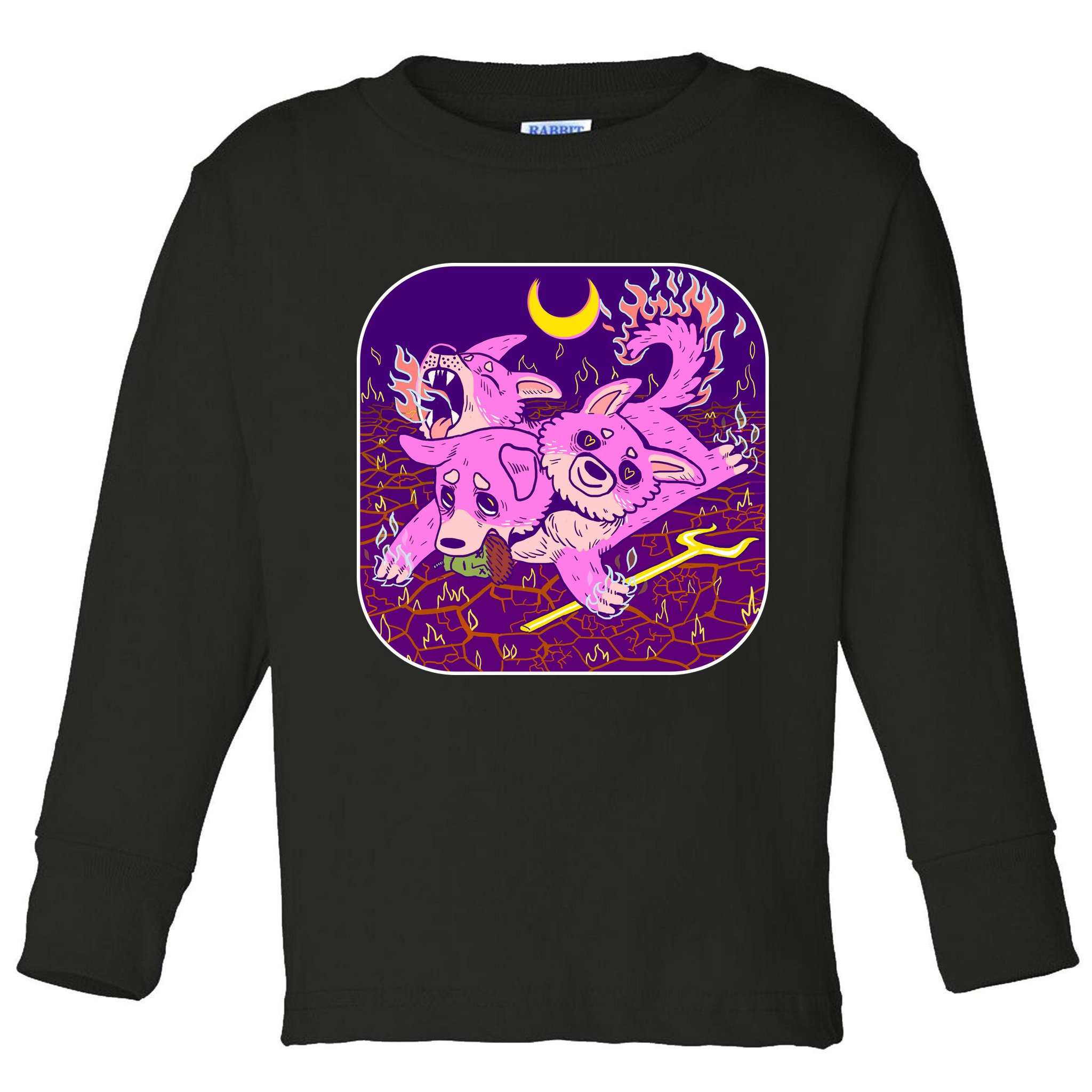 Cute Cerberus 3 Headed Puppy Dog of Hell Toddler Long Sleeve Shirt