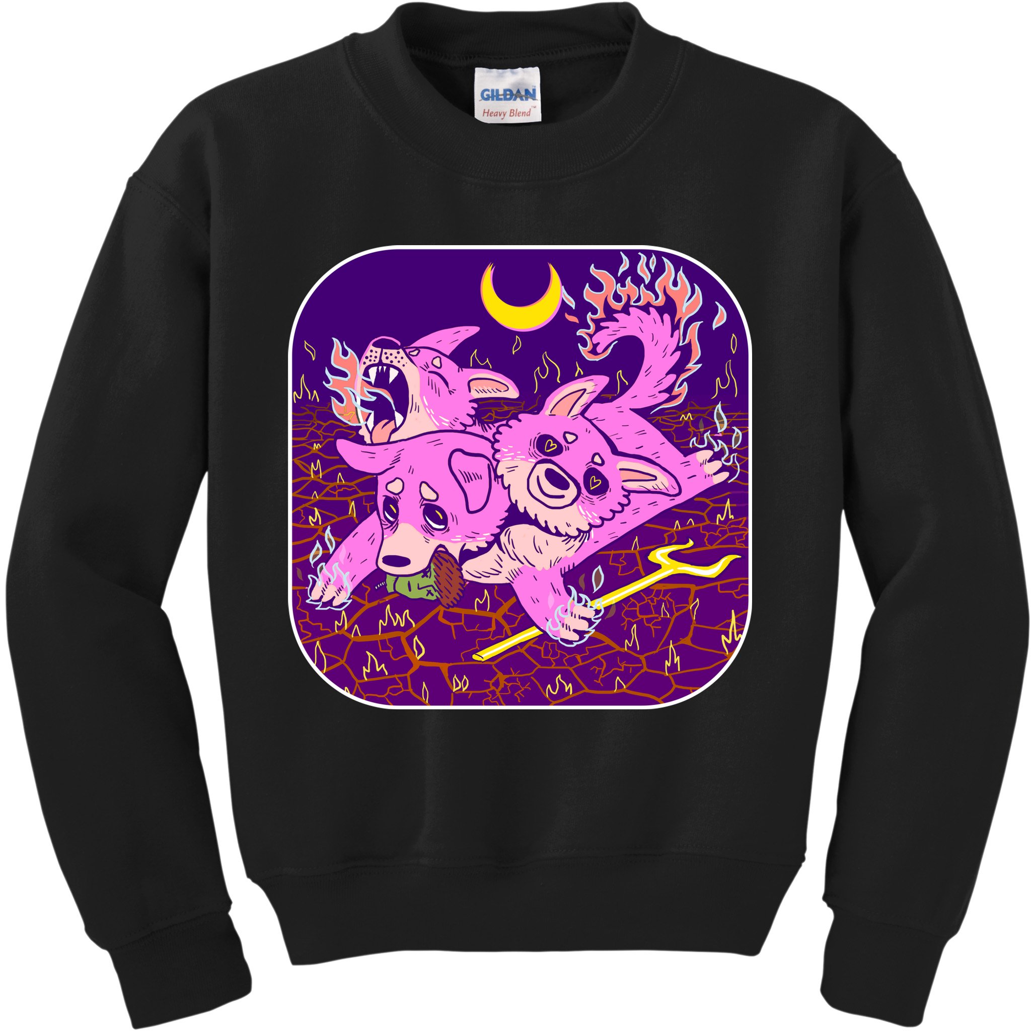 Cute Cerberus 3 Headed Puppy Dog of Hell Kids Sweatshirt