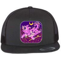 Cute Cerberus 3 Headed Puppy Dog of Hell Flat Bill Trucker Hat